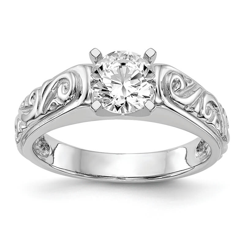 JCX40: 14k White Gold Peg Set Solitaire Engagement Ring Mounting