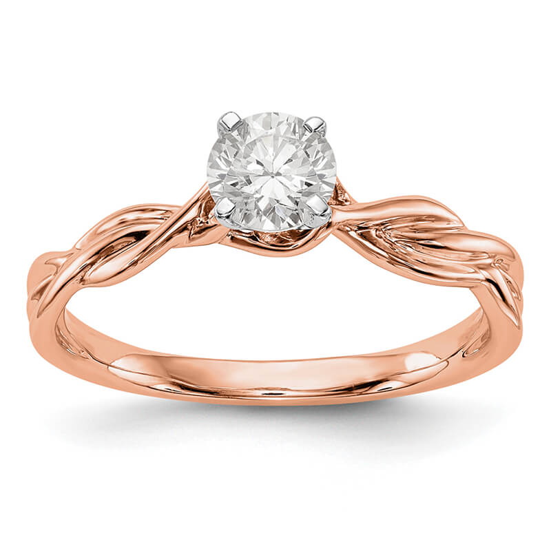 JCX93: 14k Rose Gold Peg Set Solitaire Engagement Ring Mounting