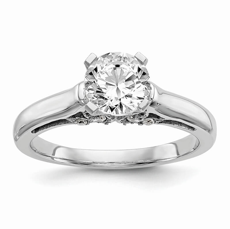 JCX581: 14kw Peg Set Solitaire Diamond Semi-mount Engagement Ring