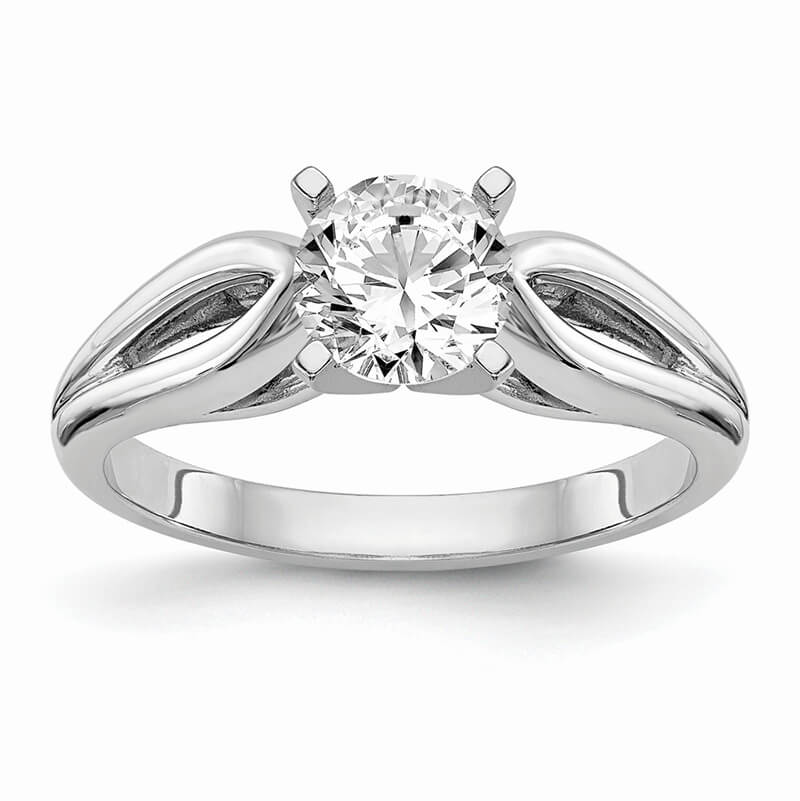 JCX494: 14k White Gold Peg Set Solitaire Engagement Ring Mounting