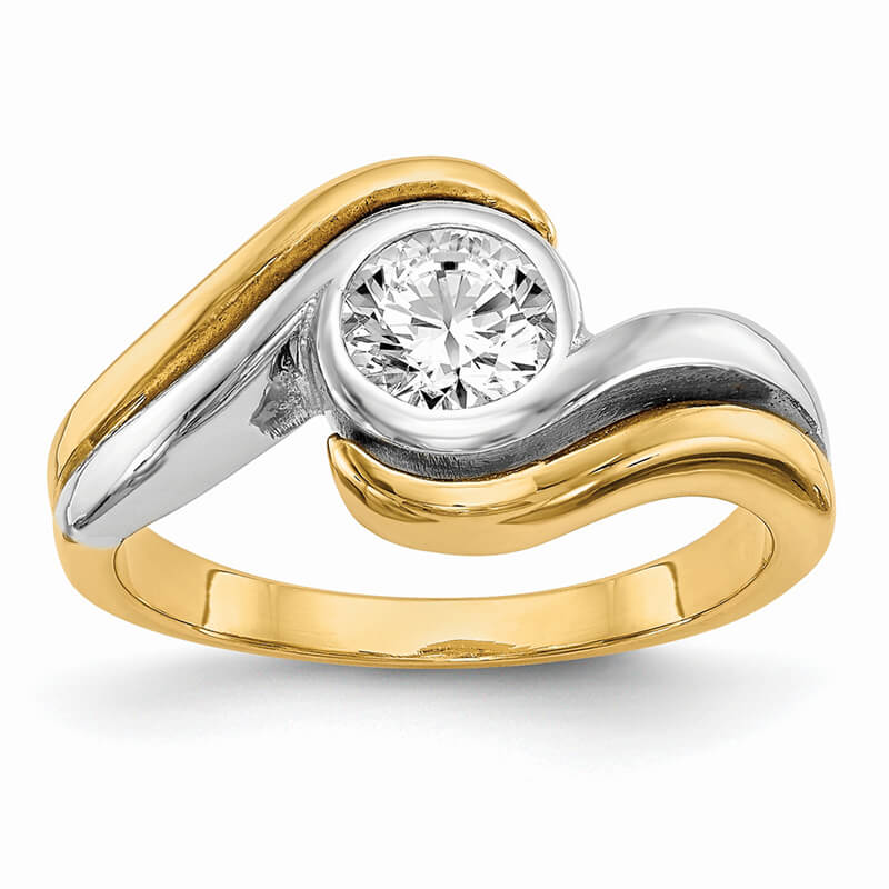 JCX498: 14k Two-tone Peg Set Solitaire Engagement Ring Mounting
