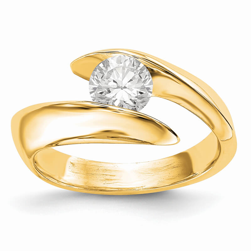 JCX256: 14k Yellow Gold Bezel Solitaire Engagement Ring Mounting