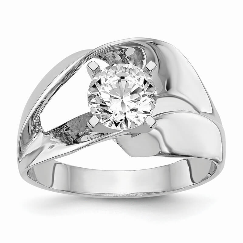 14k White Gold Peg Set Solitaire Engagement Ring Mounting