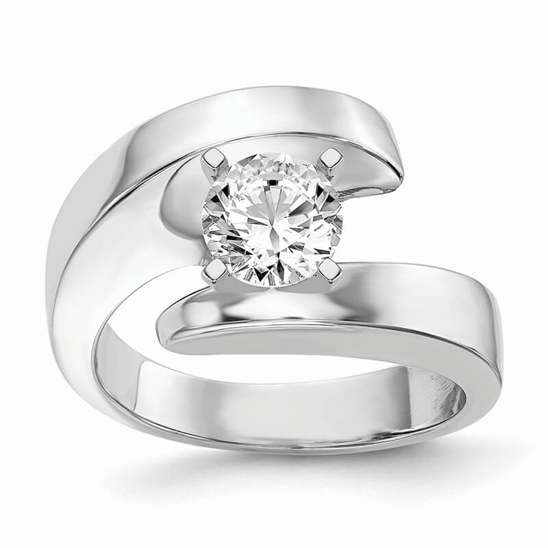 JCX173: 14k White Gold Peg Set Solitaire Engagement Ring Mounting