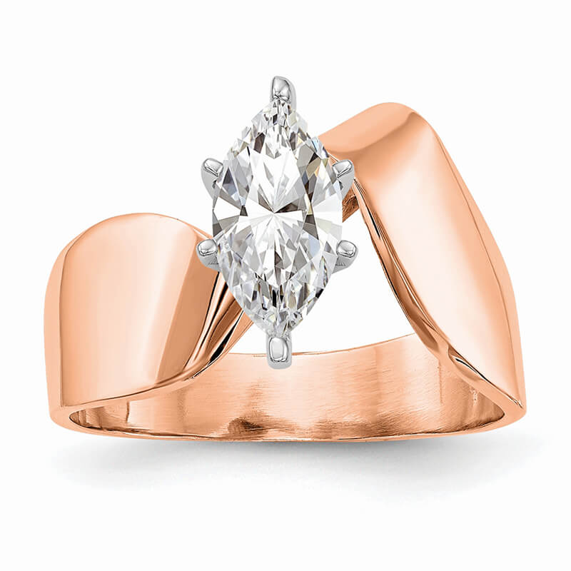 JCX684: 14k Rose Gold Peg Set Solitaire Engagement Ring Mounting
