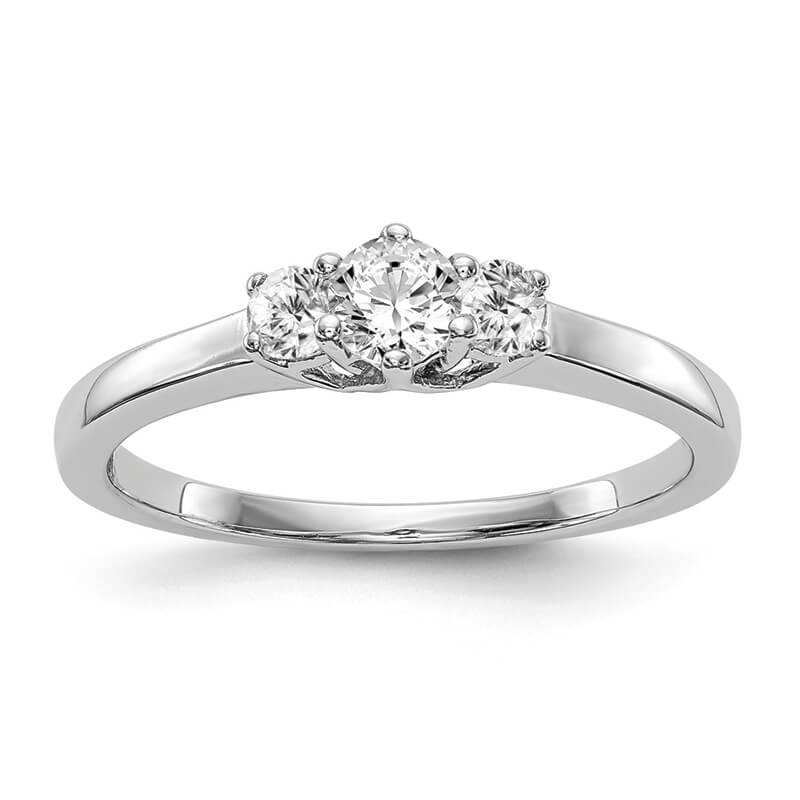 JCX149: 14K White Gold 3-Stone Diamond Engagement Ring Mounting