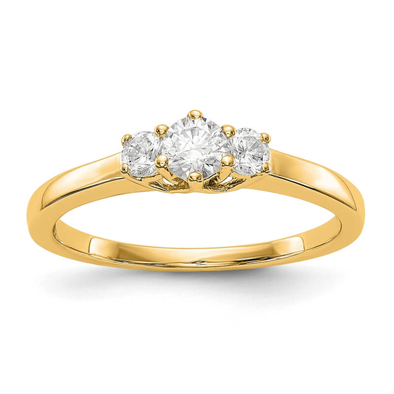 JCX965: 14K Yellow Gold 3-Stone Diamond Engagement Ring Mounting