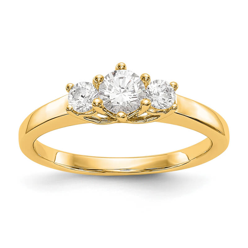JCX964: 14K Yellow Gold 3-Stone Diamond Engagement Ring Mounting