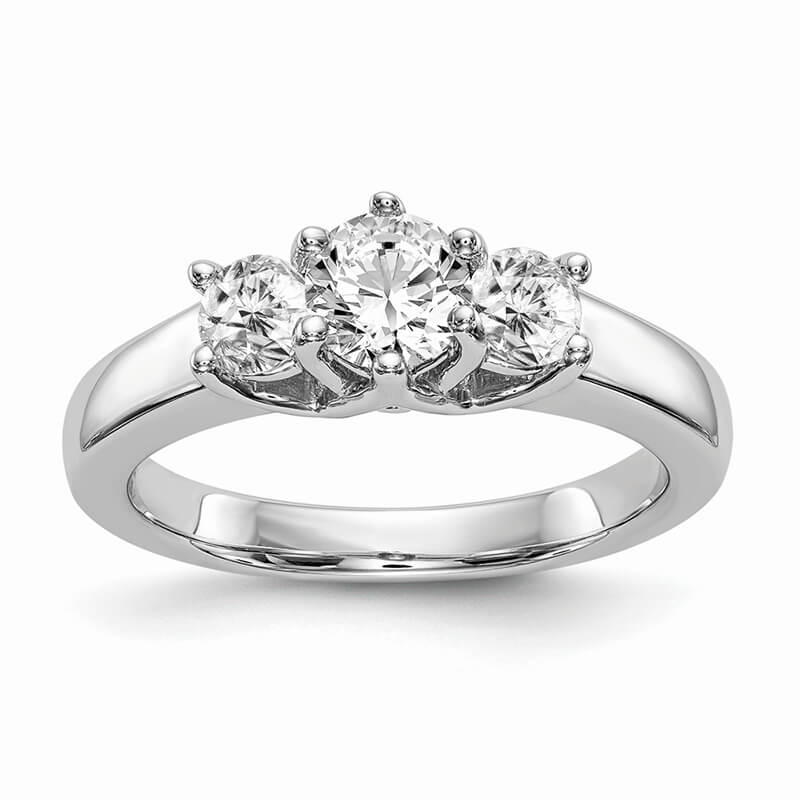 JCX422: 14K White Gold 3-Stone Diamond Engagement Ring Mounting