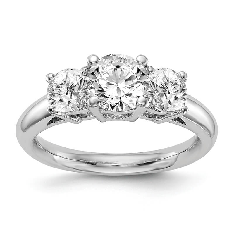 JCX816: 14K White Gold 3-Stone Diamond Semi-Mount Engagement Ring