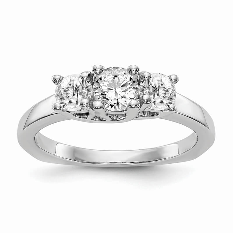JCX420: 14K White Gold 3-Stone Diamond Engagement Ring Mounting