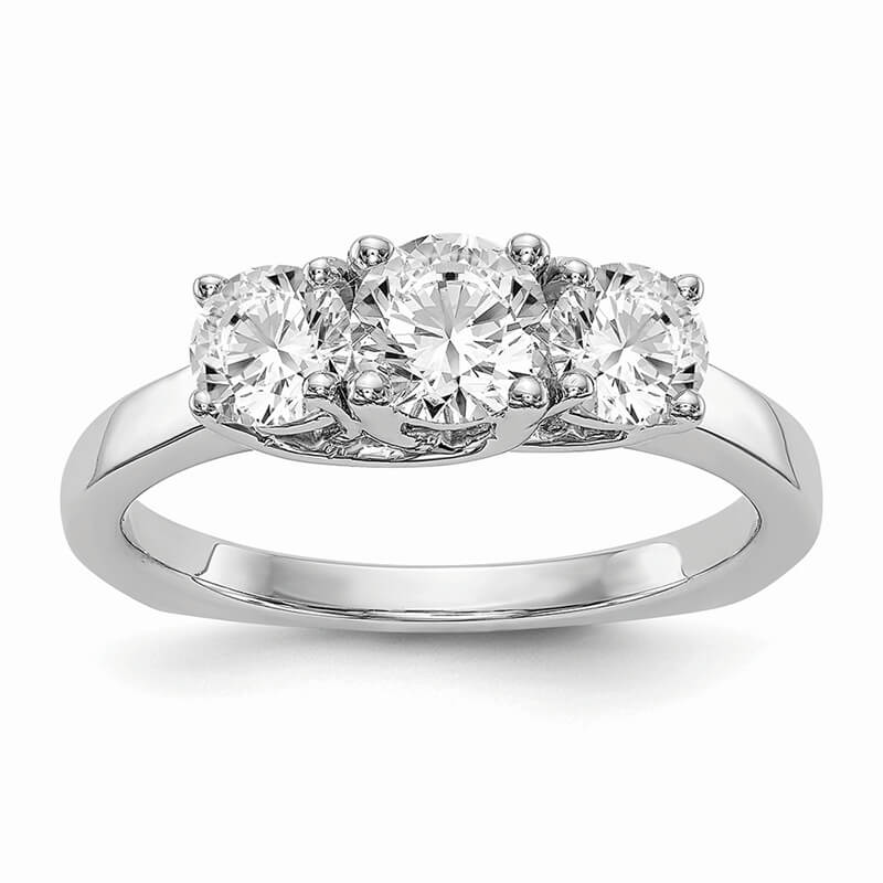 JCX406: 14K White Gold 3-Stone Diamond Engagement Ring Mounting