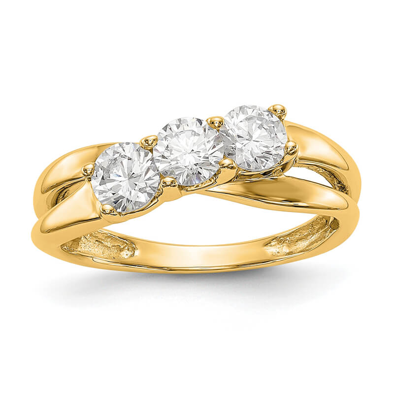 JCX948: 14K Yellow Gold 3-Stone Diamond Engagement Ring Mounting
