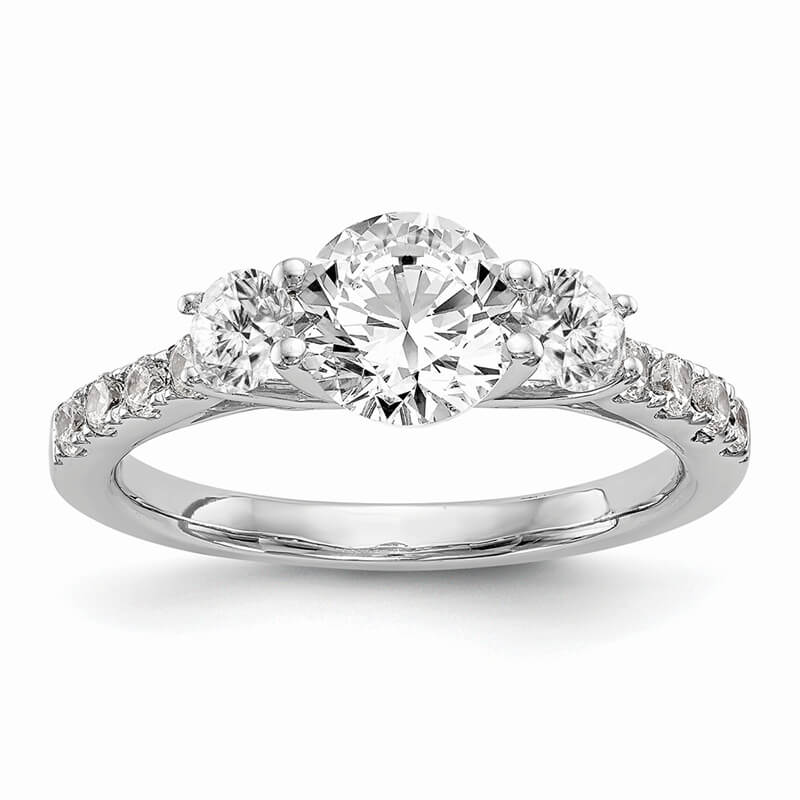 JCX841: 14K White Gold 3-Stone Engagement Ring Mounting
