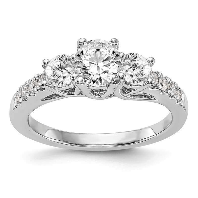 JCX38: 14K White Gold 3-Stone Diamond Semi-Mount Engagement Ring