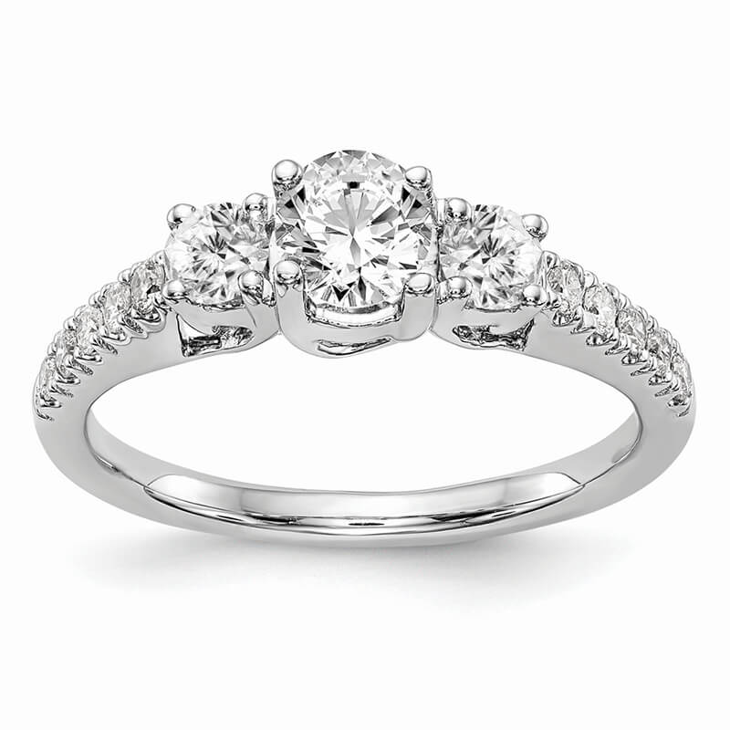 JCX457: 14K White Gold 3-Stone Diamond Semi-Mount Engagement Ring