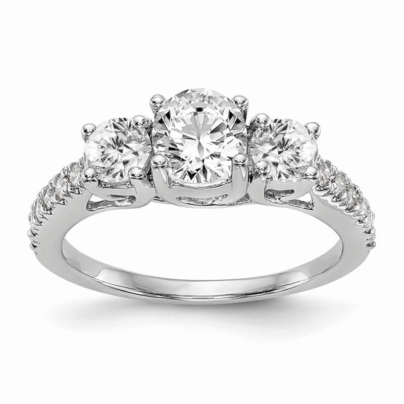 14K White Gold 3-Stone Engagement Ring Mounting