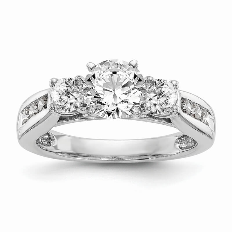 JCX867: 14K White Gold 3-Stone Engagement Ring Mounting
