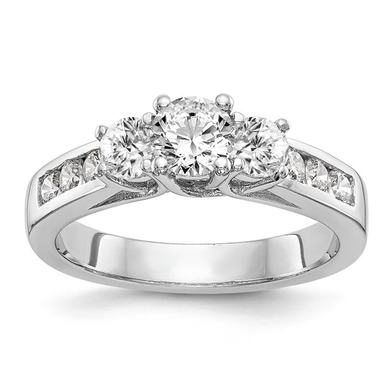 JCX883: 14K White Gold 3-Stone Engagement Ring Mounting