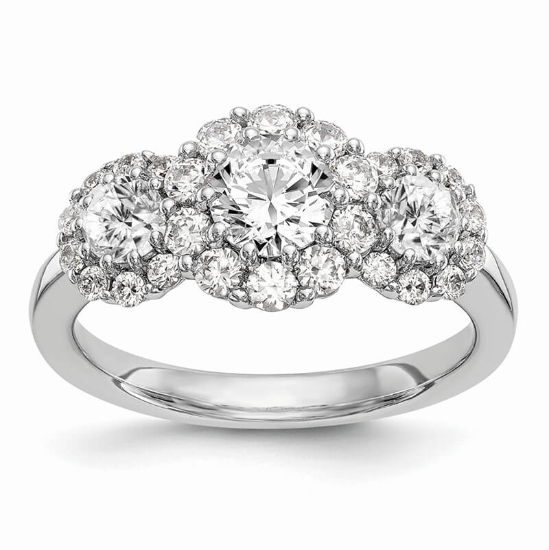 14K White Gold 3-Stone Diamond Semi-Mount Engagement Ring