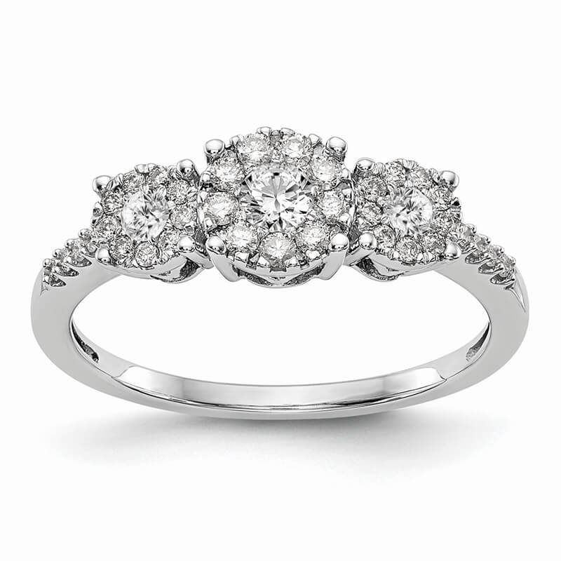 JCX893: 14K White Gold 3-Stone Engagement Ring Mounting