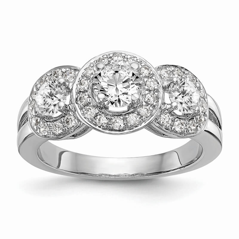 JCX160: 14K White Gold 3-Stone Diamond Semi-Mount Engagement Ring