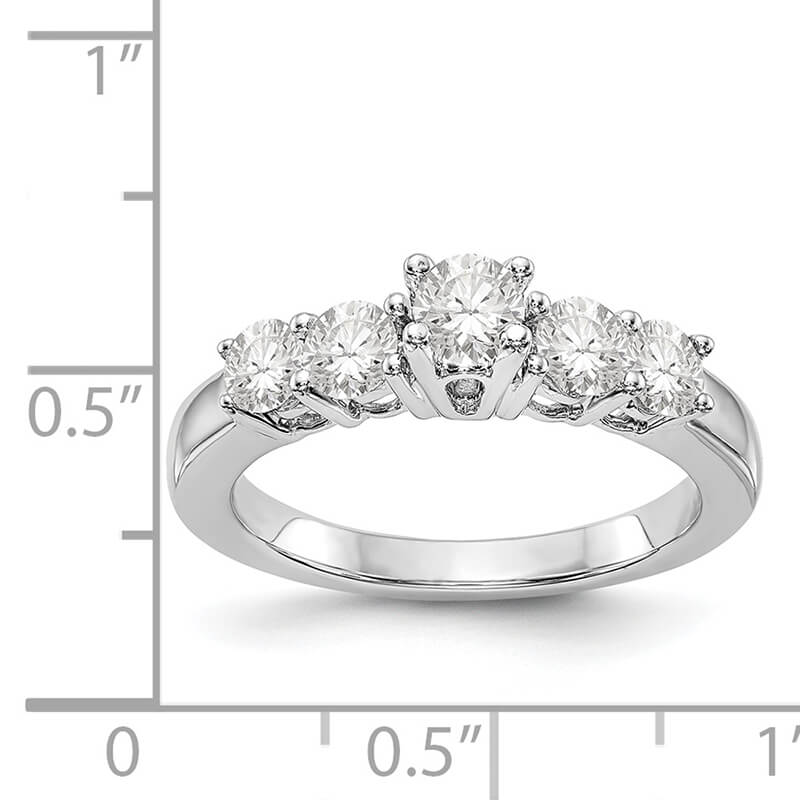 JCX814: 14K White Gold 5-Stone Diamond Engagement Ring Mounting