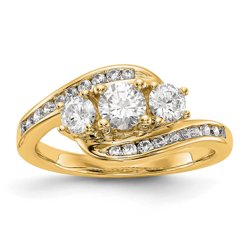 JCX963: 14K Yellow Gold 3-Stone Diamond Semi-Mount Engagement Ring