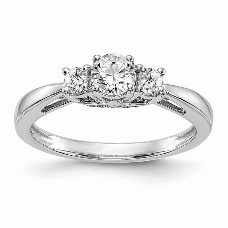 JCX411: 14K White Gold 3-Stone Diamond Semi-Mount Engagement Ring