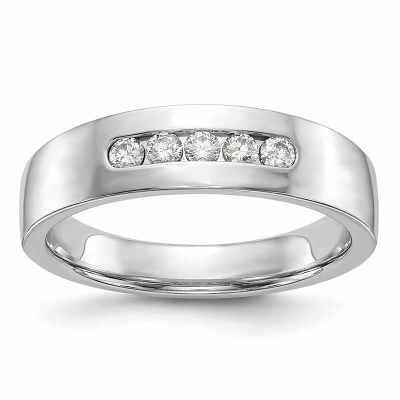 14kw 5-Stone Lab Grown Diamond SI1/SI2; G H I; Men's Channel Band
