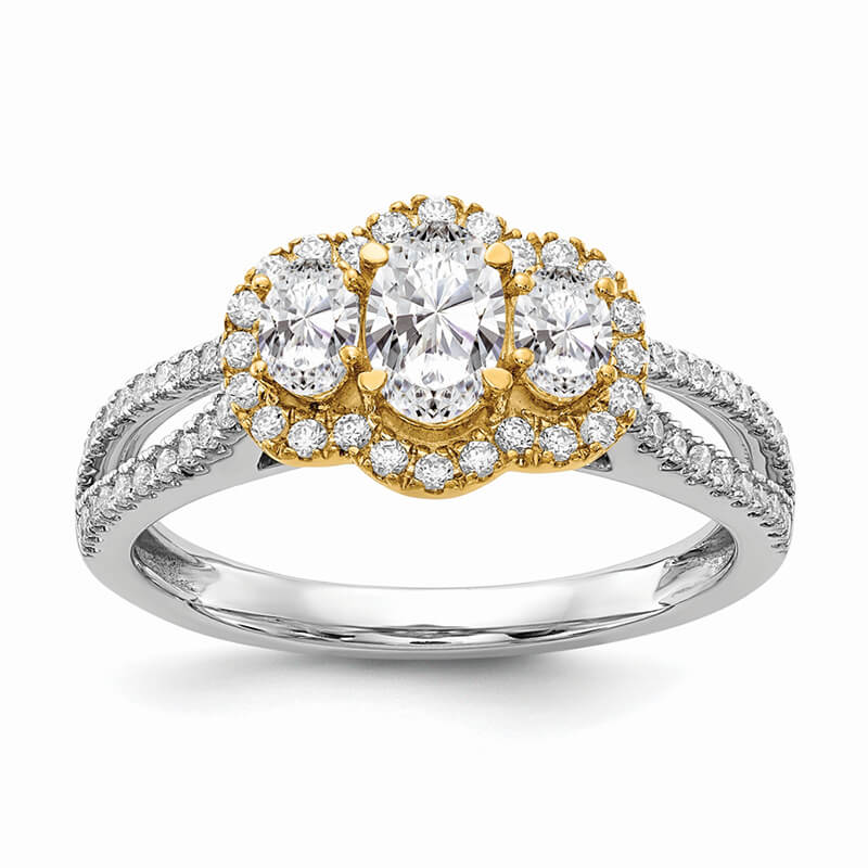 JCX720: 14k W&Y Gold 3-Stone Infinity Diamond Semi-mount Engagement Ring