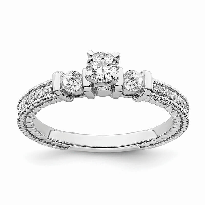 JCX917: 14k White Gold Peg Set Semi-mount Diamond Engagement Ring