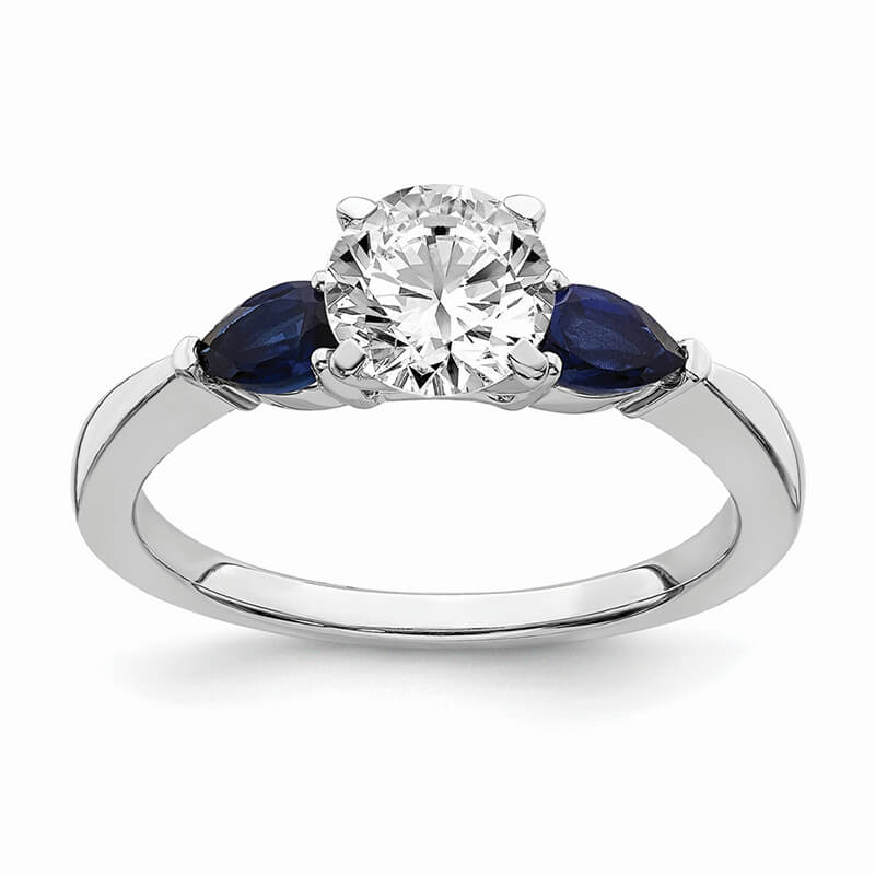 JCX719: 14k White Gold Sapphire Semi-mount Engagement Ring