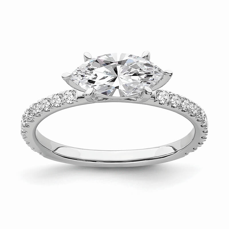 JCX919: 14k White Gold Marquise Semi-mount Engagement Ring