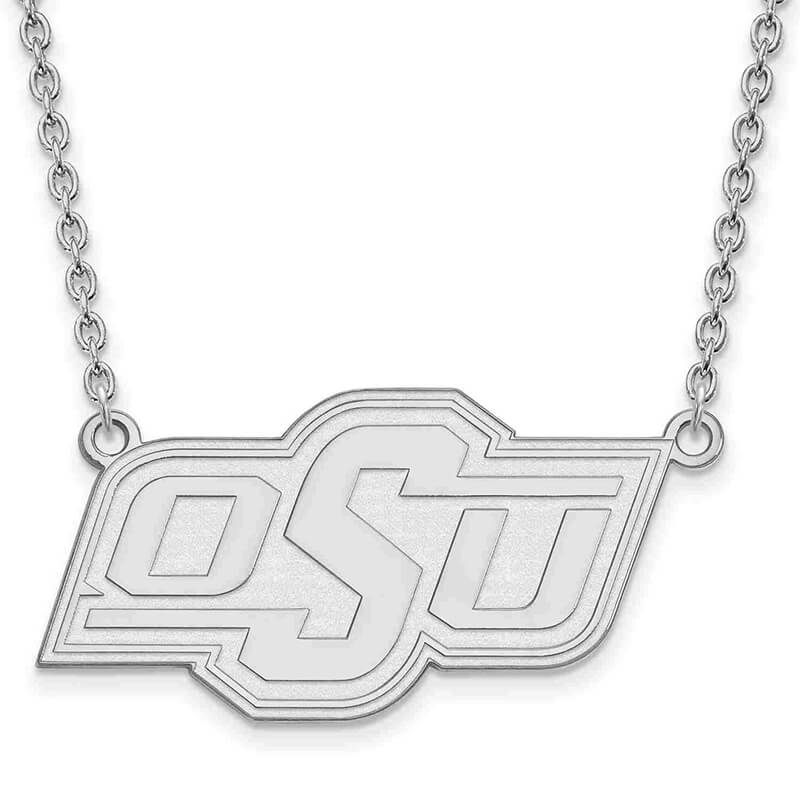 Lex & Lu LogoArt Sterling Silver Oklahoma State University Large Enamel Pendant w/Necklace 