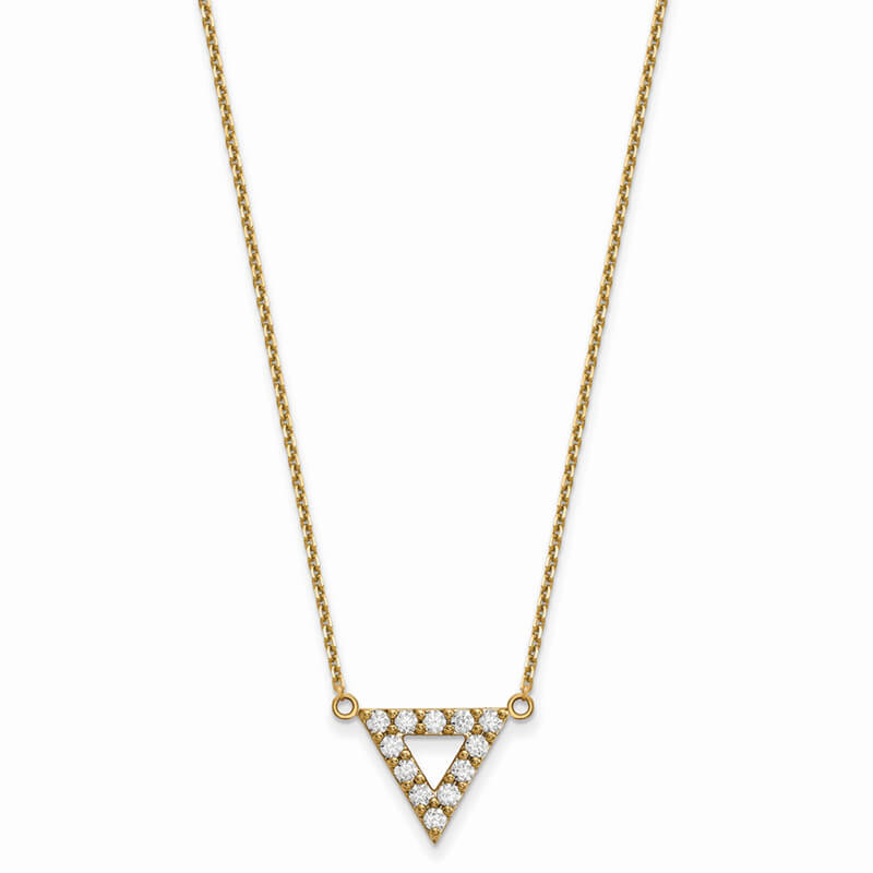JCX1882: 14ky Quality Lab Grown Diamond SI1/SI2; G H I; 13mm Triangle Necklace