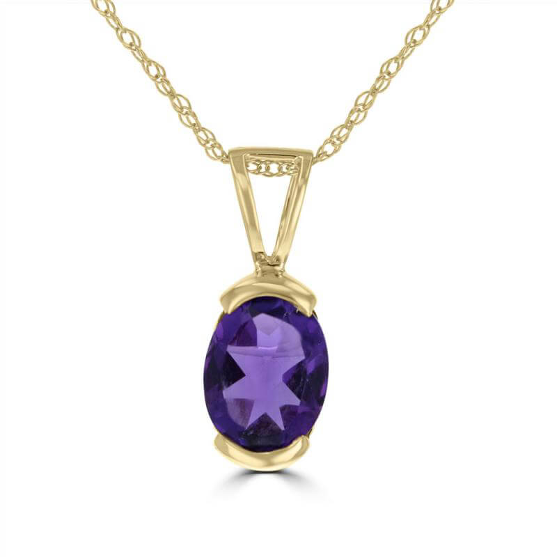 6X8 OVAL AMETHYST HALF BEZEL PENDANT (CHAIN NOT INCLUDED)