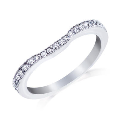 JCSJCS1372: Camelot Bridal

 Jasmine Wedding Ring 

517062942 

14 KT White  
Size 4  to Size 9 
 
Comfort Feel: No 

Diamond Melee Weight: .16ct 

Melee Description: 23 round diamonds

 
Unit Price: $999.00