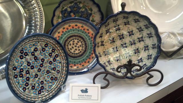 JCS698: Come in and check out our special home accessories.  See more selections for your gifts and even wedding registry.  The one pictured is a Polish Pottery Brand.  See many more like Gracious Goods, Nambe, Intrada from Italy, Lenox, Notiake, and Wilton Armat