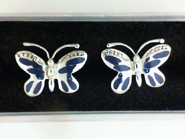 JCSJCS1413: Ladies sterling silver butterfly stud earrings.