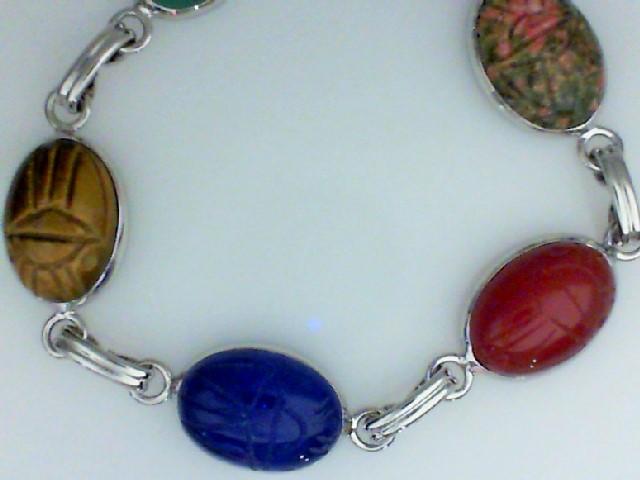 JCSJCS1400: Ladies sterling silver scarab bracelet. 

Length: 7