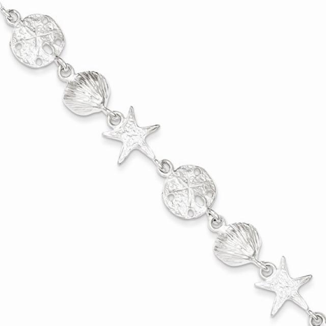 JCSJCS1416: Ladies sterling silver seashell bracelet.

Length: 7