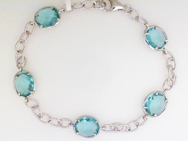 JCSJCS1421: Ladies sterling silver bracelet with light blue stones