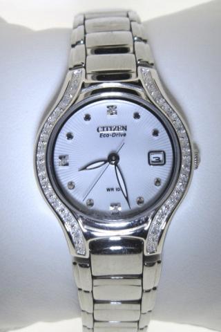 JCSJCS1395: Never buy another battery again if you purchase this lady Eco-Drive wrist watch. It is powered by light and features 23 diamonds in the watch case. SOLD