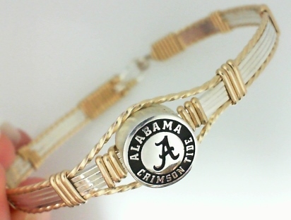University of Alabama bangle bracelet - Sterling silver with 14kt gf artist w...