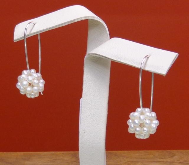 JCSJCS993: Get the AUTHENIC Trademarked Mississippi Cotton Boll Earrings! Freshwater pearls on sterling silver ear wires.