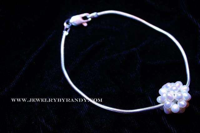 Mississippi Cotton Boll sterling silver snake bracelet 7" - call or email if you need a different...