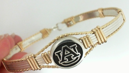 Auburn Collegiate Bangle - Sterling silver with 14kt gf artist wire accents -...